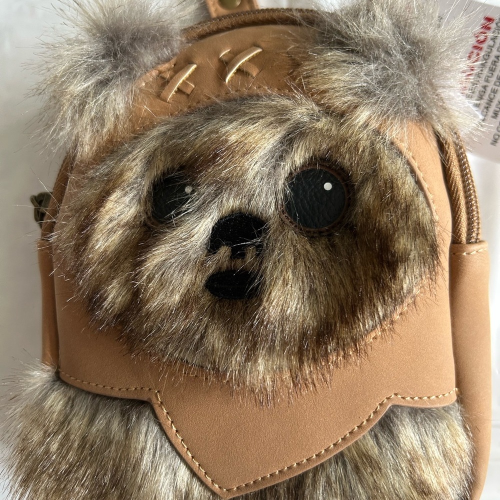 Disney Parks Loungefly Starwars EWOK Brown Faux Suede Wristlet Belt Bag